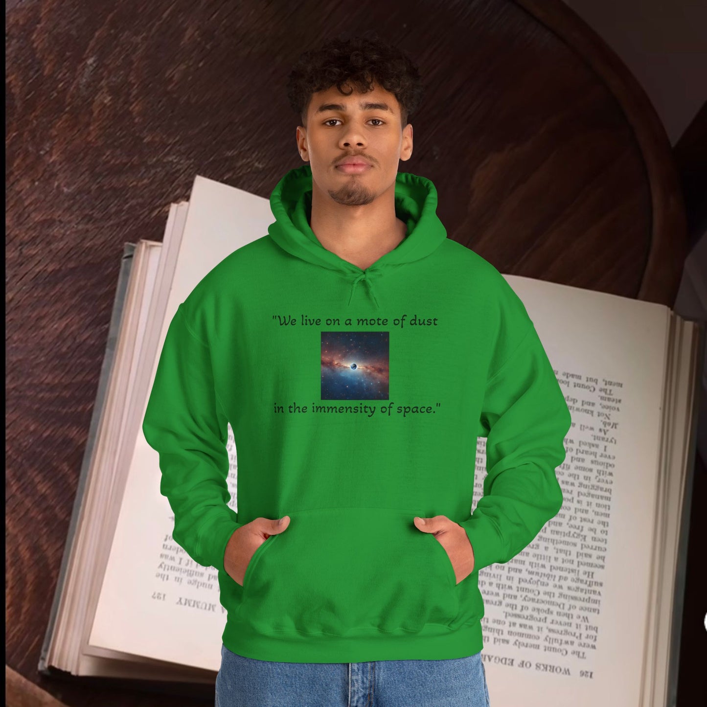 Carl Sagan,"a mote of dust.." Unisex Heavy Blend™ Hooded Sweatshirt