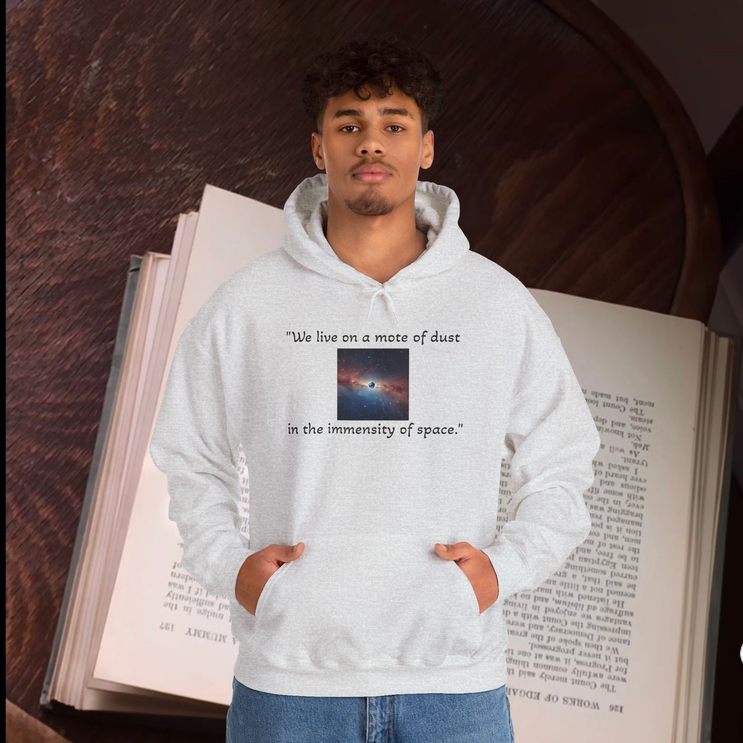 Carl Sagan,"a mote of dust.." Unisex Heavy Blend™ Hooded Sweatshirt