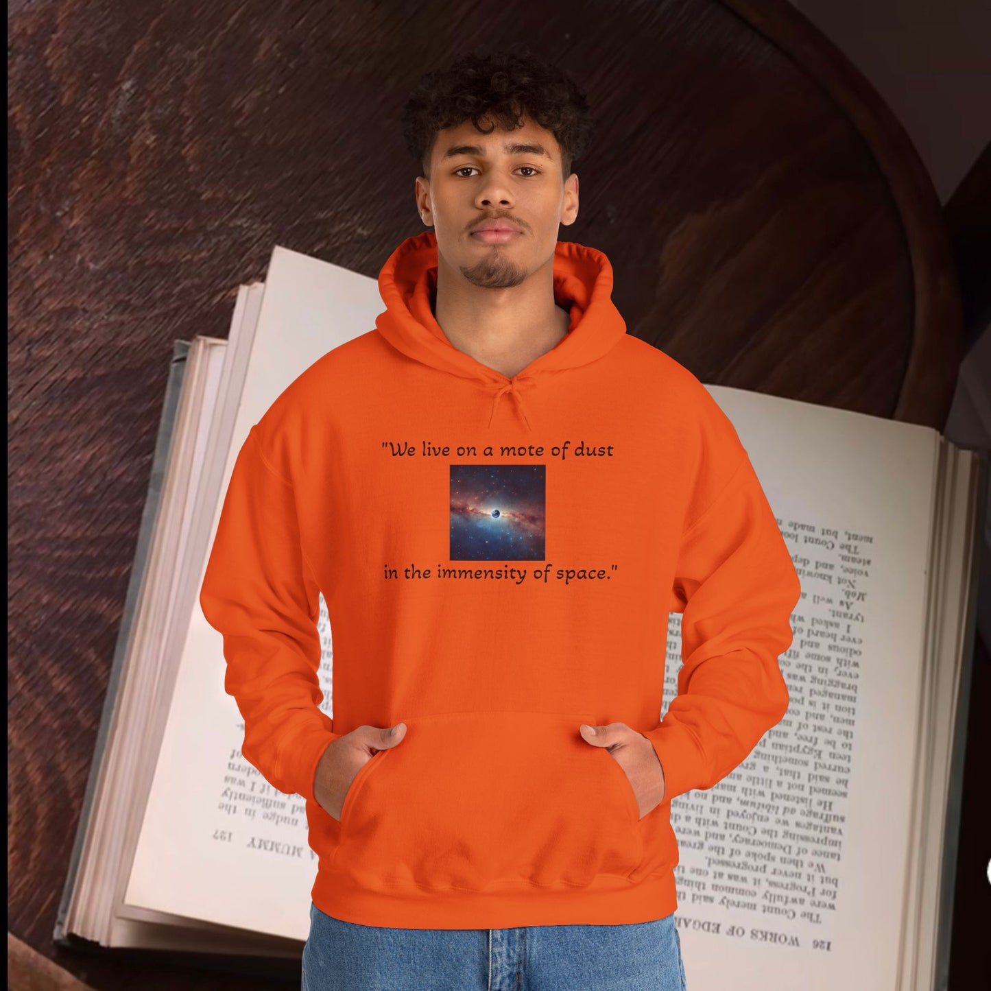 Carl Sagan,"a mote of dust.." Unisex Heavy Blend™ Hooded Sweatshirt