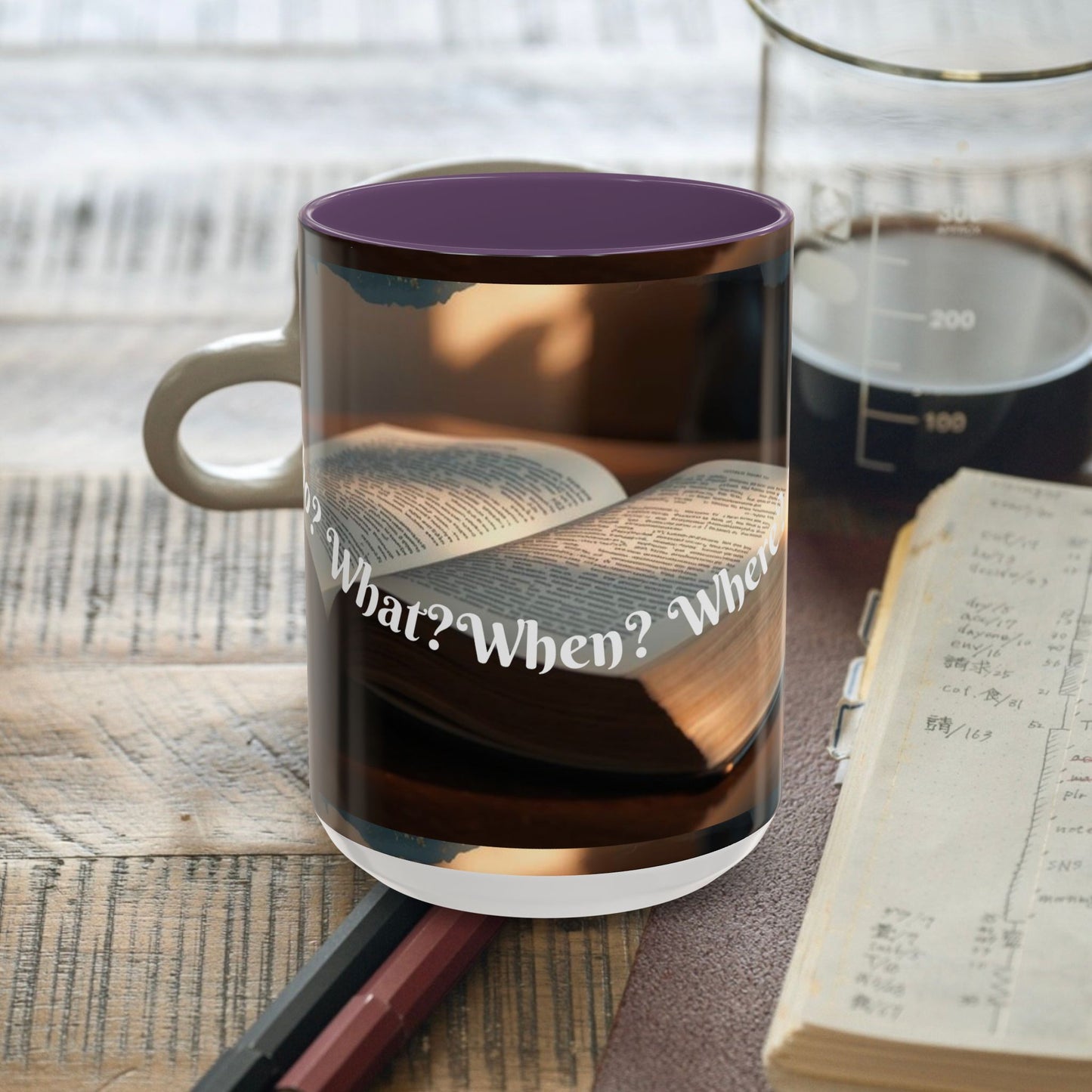 Who? What? When? Where? Why? Color Lining  Mug (11, 15oz)