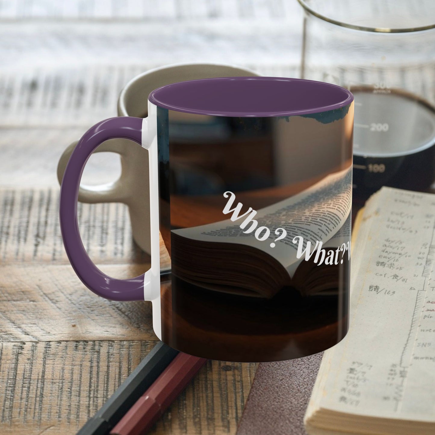 Who? What? When? Where? Why? Color Lining  Mug (11, 15oz)