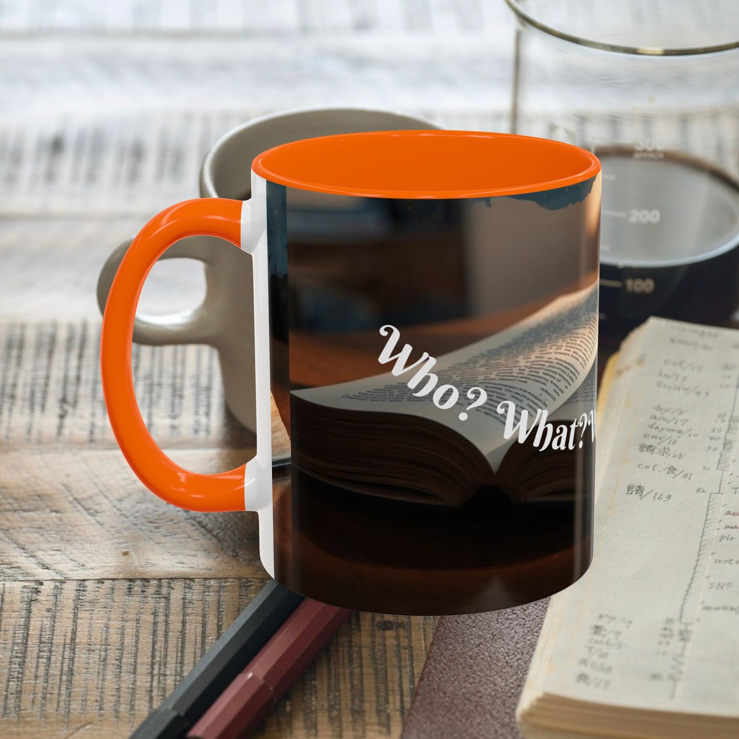 Who? What? When? Where? Why? Color Lining  Mug (11, 15oz)