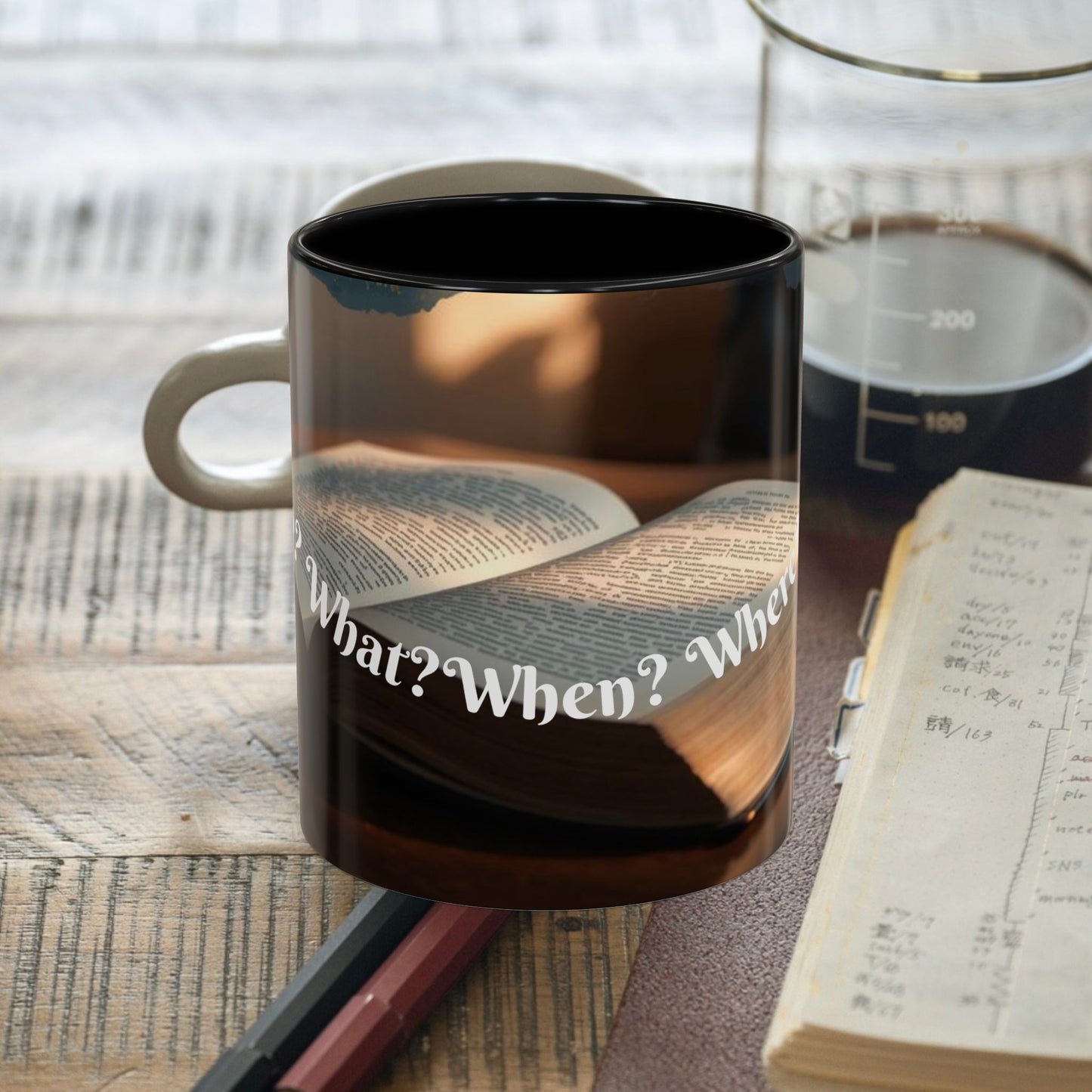 Who? What? When? Where? Why? Color Lining  Mug (11, 15oz)