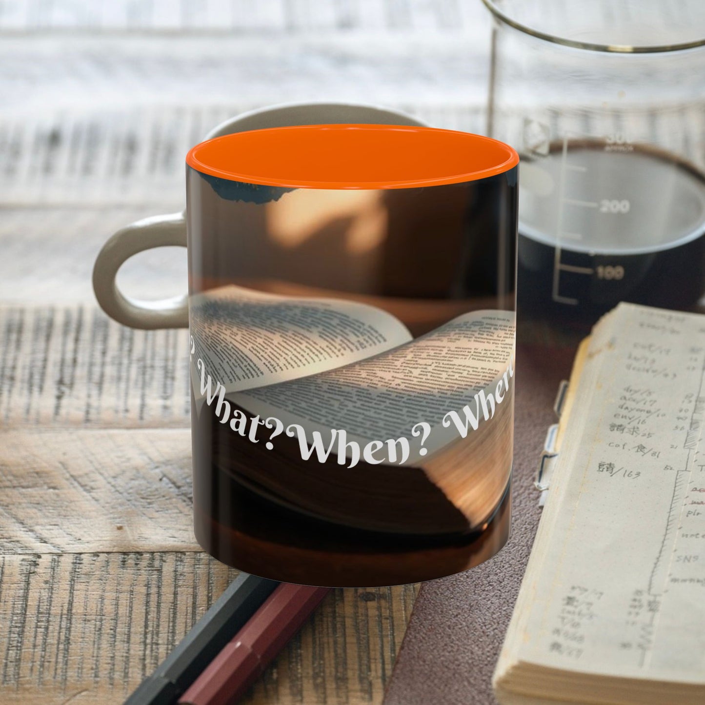 Who? What? When? Where? Why? Color Lining  Mug (11, 15oz)