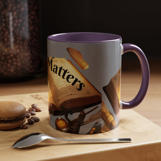 Open Book Reading Matters Color Lining  Mug (11, 15oz)