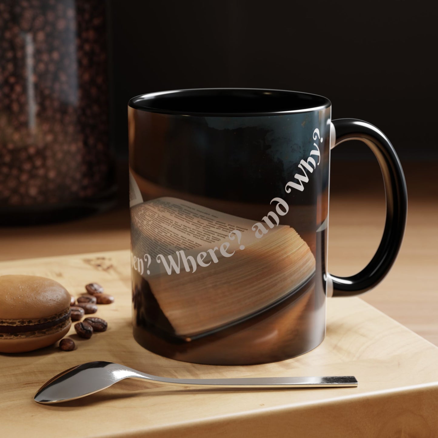 Who? What? When? Where? Why? Color Lining  Mug (11, 15oz)