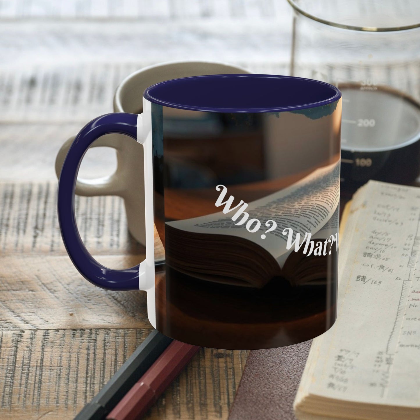 Who? What? When? Where? Why? Color Lining  Mug (11, 15oz)