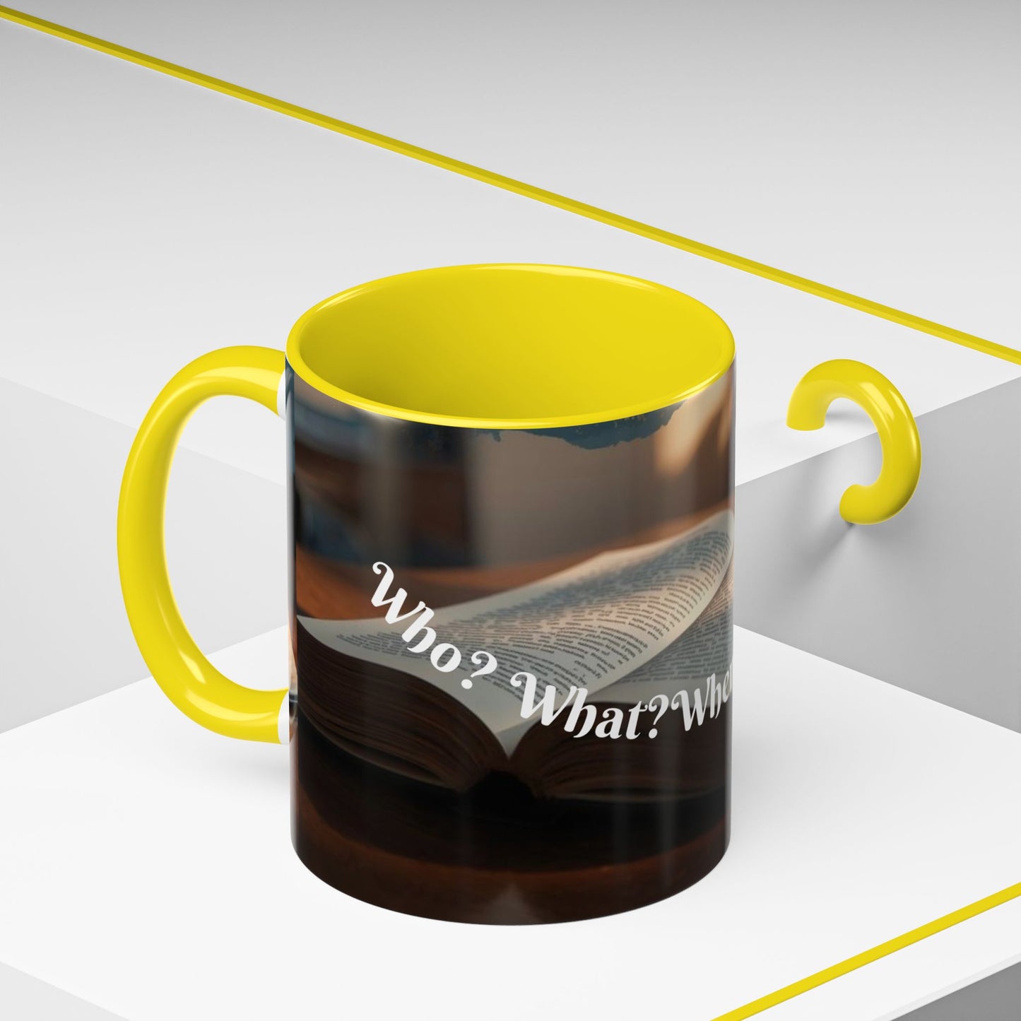 Who? What? When? Where? Why? Color Lining  Mug (11, 15oz)