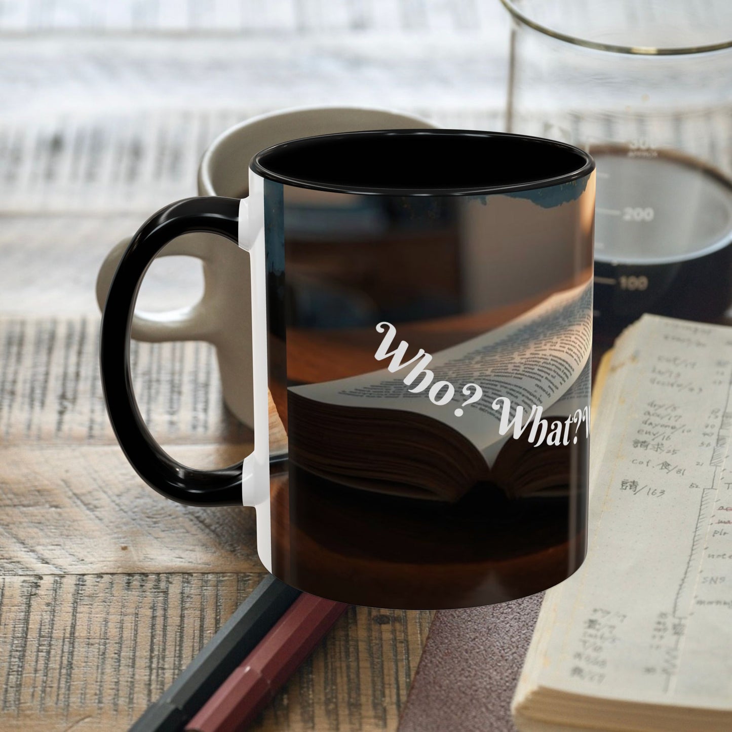 Who? What? When? Where? Why? Color Lining  Mug (11, 15oz)