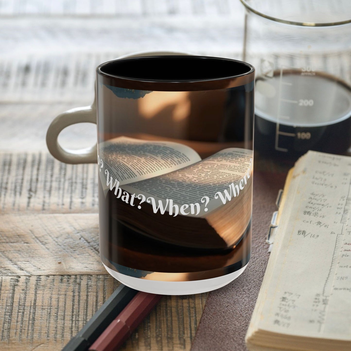 Who? What? When? Where? Why? Color Lining  Mug (11, 15oz)