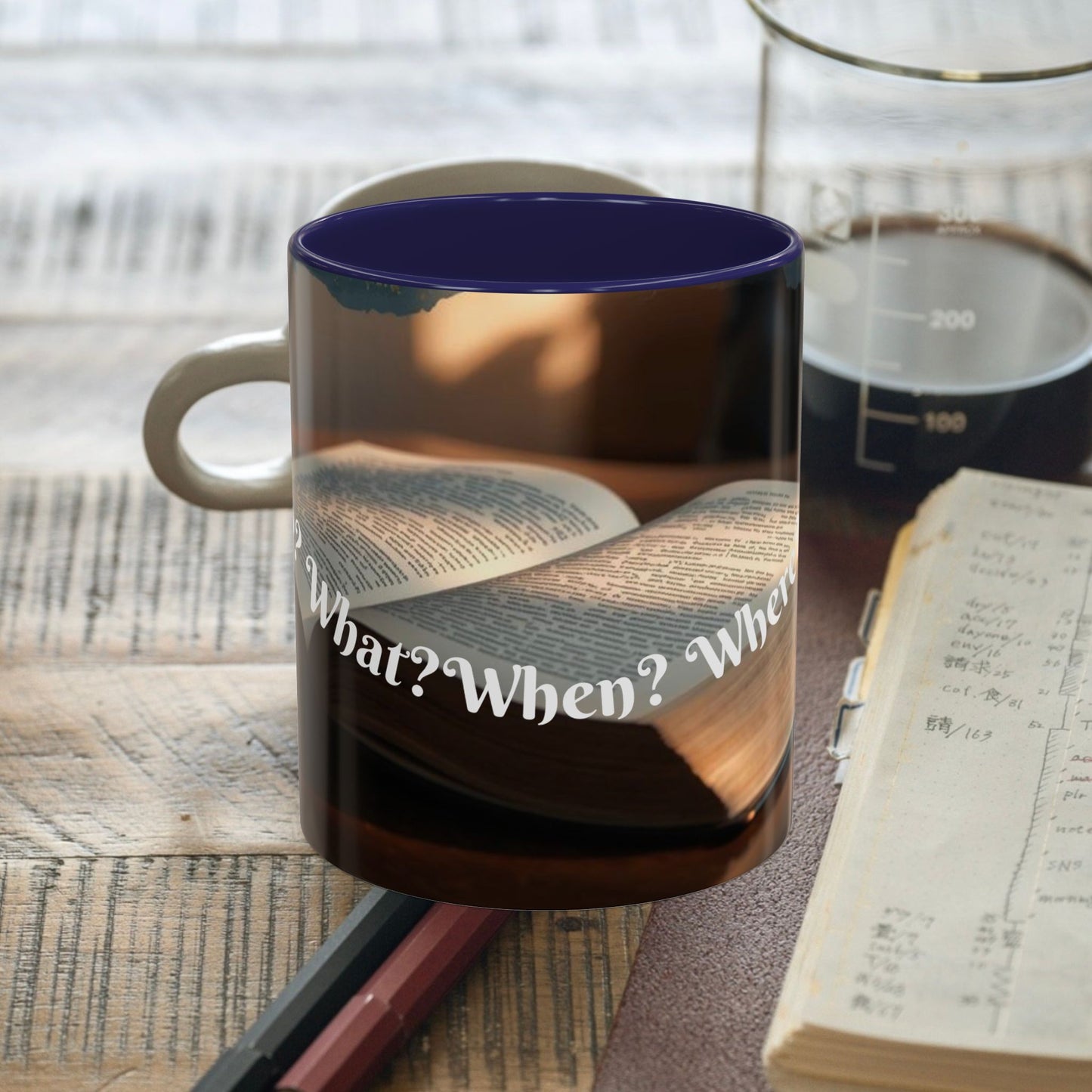 Who? What? When? Where? Why? Color Lining  Mug (11, 15oz)