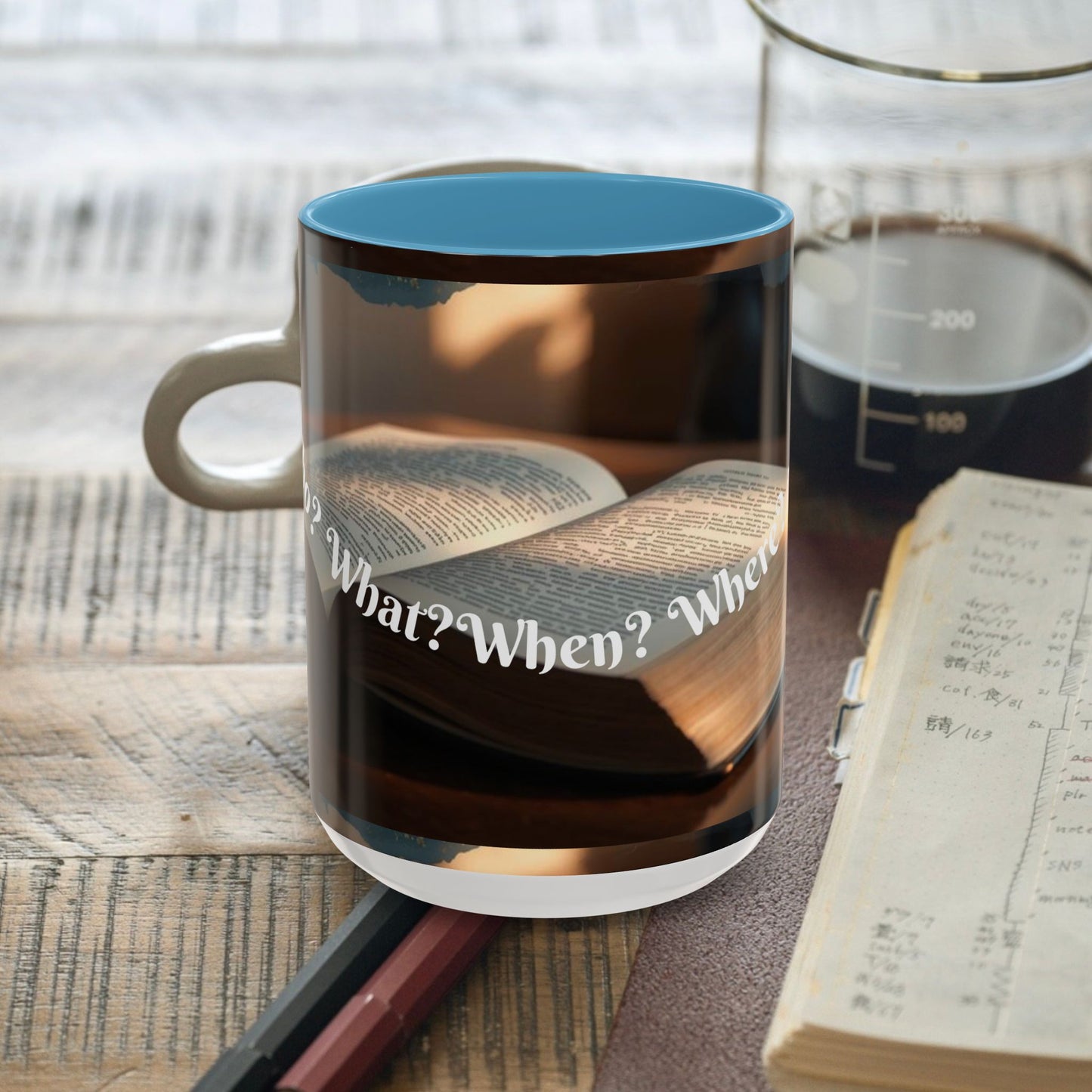 Who? What? When? Where? Why? Color Lining  Mug (11, 15oz)