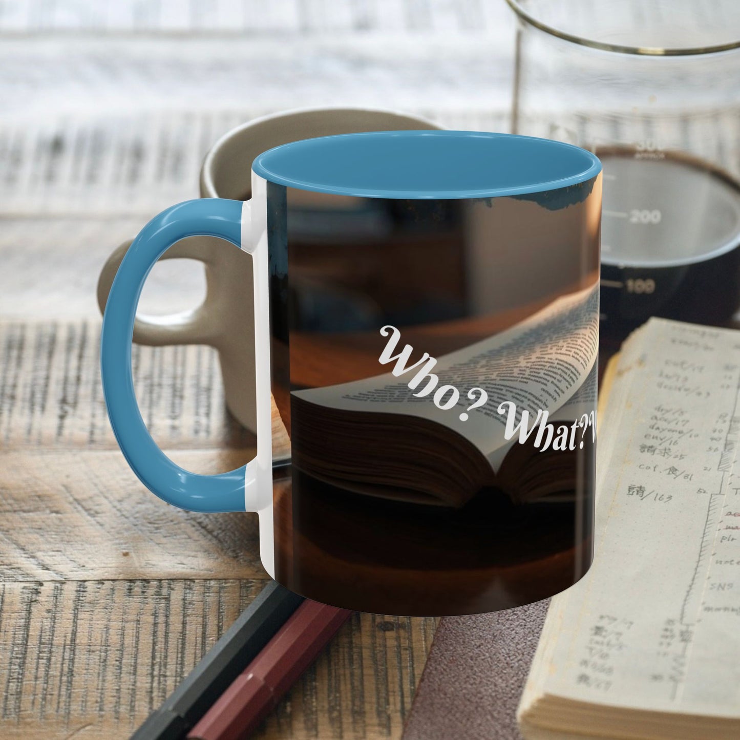 Who? What? When? Where? Why? Color Lining  Mug (11, 15oz)