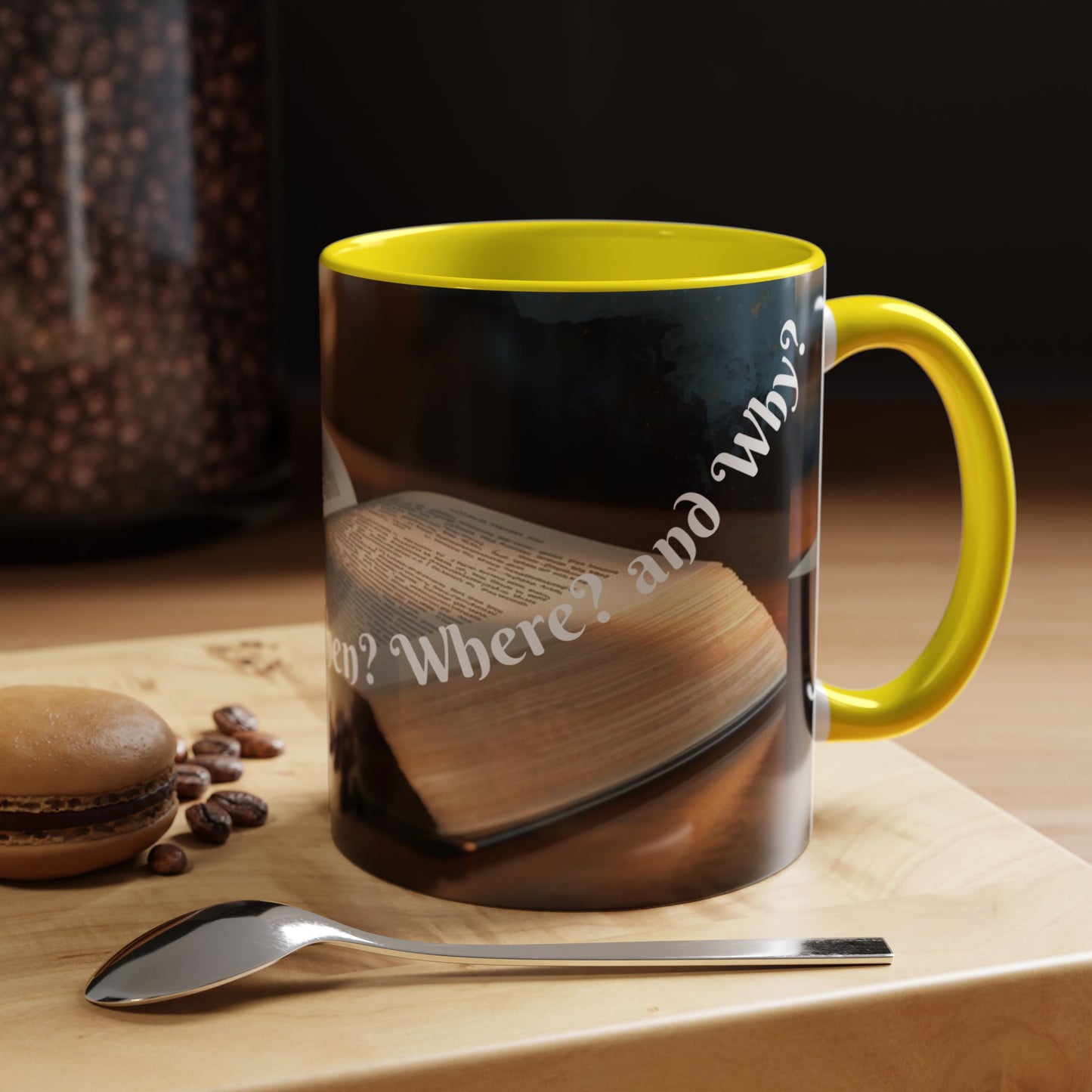 Who? What? When? Where? Why? Color Lining  Mug (11, 15oz)