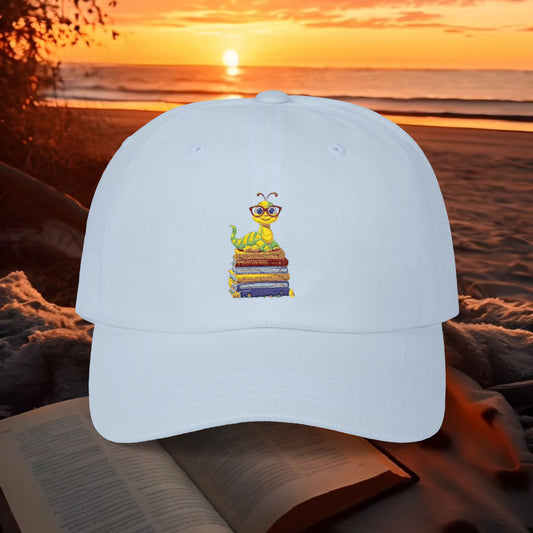 Classic Bookworm Cap — Embroidered Colorful Bookworm on Cap