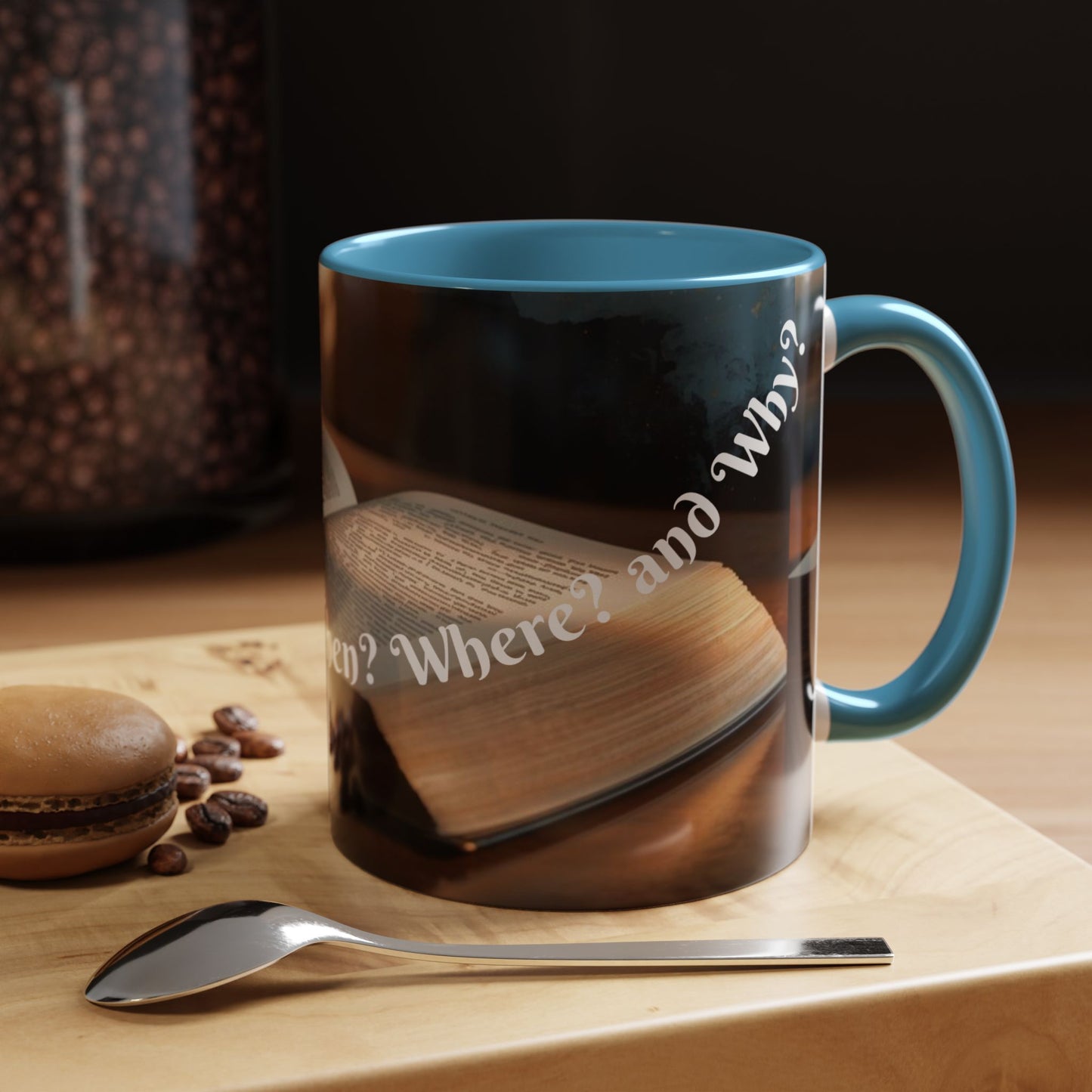 Who? What? When? Where? Why? Color Lining  Mug (11, 15oz)