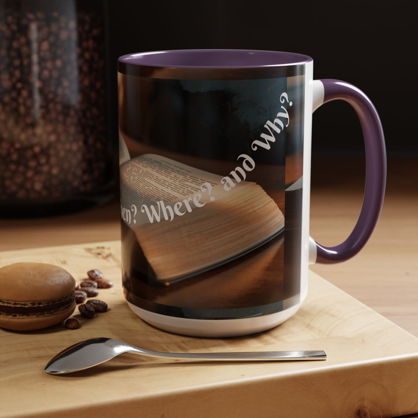 Who? What? When? Where? Why? Color Lining  Mug (11, 15oz)