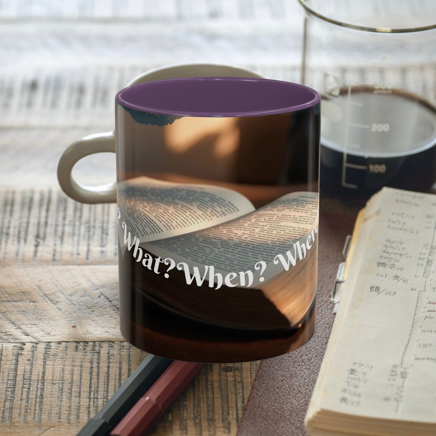 Who? What? When? Where? Why? Color Lining  Mug (11, 15oz)
