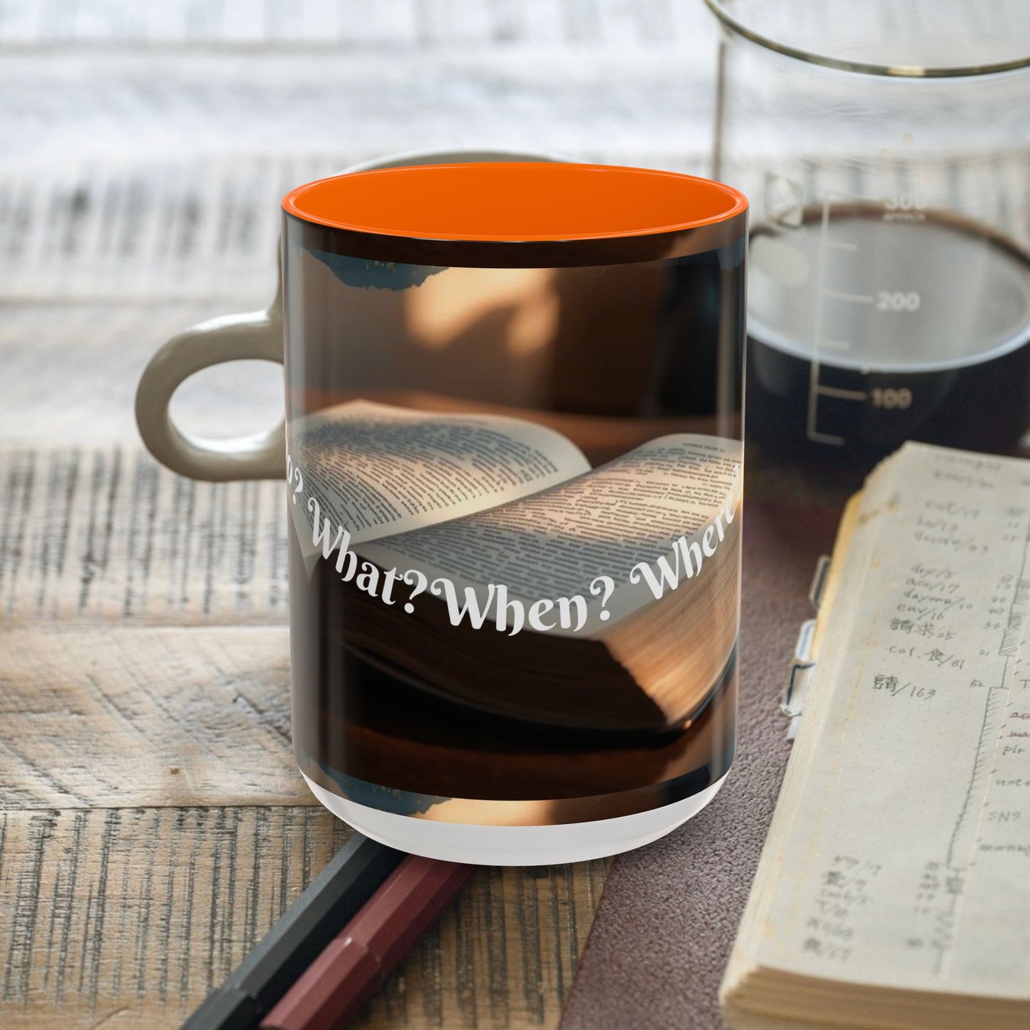 Who? What? When? Where? Why? Color Lining  Mug (11, 15oz)