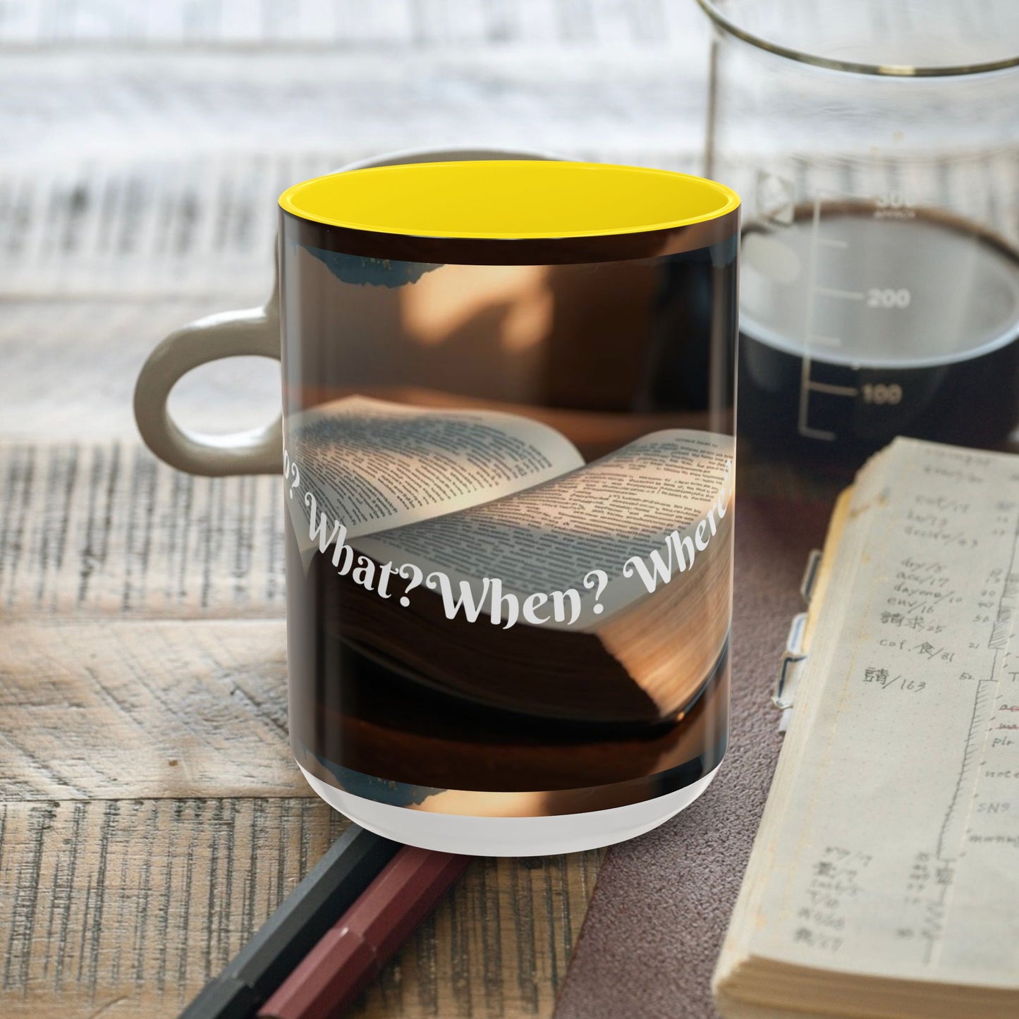 Who? What? When? Where? Why? Color Lining  Mug (11, 15oz)