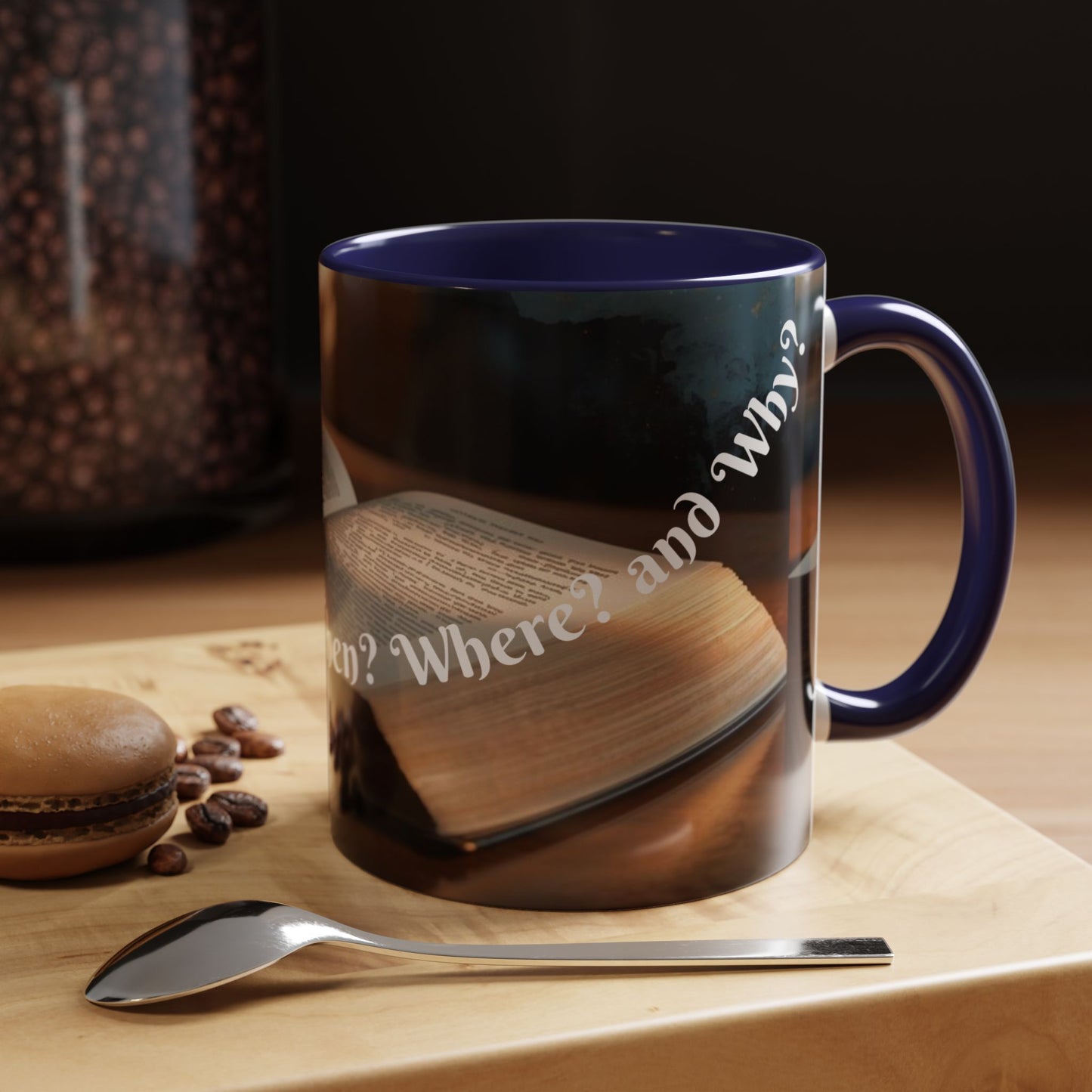 Who? What? When? Where? Why? Color Lining  Mug (11, 15oz)