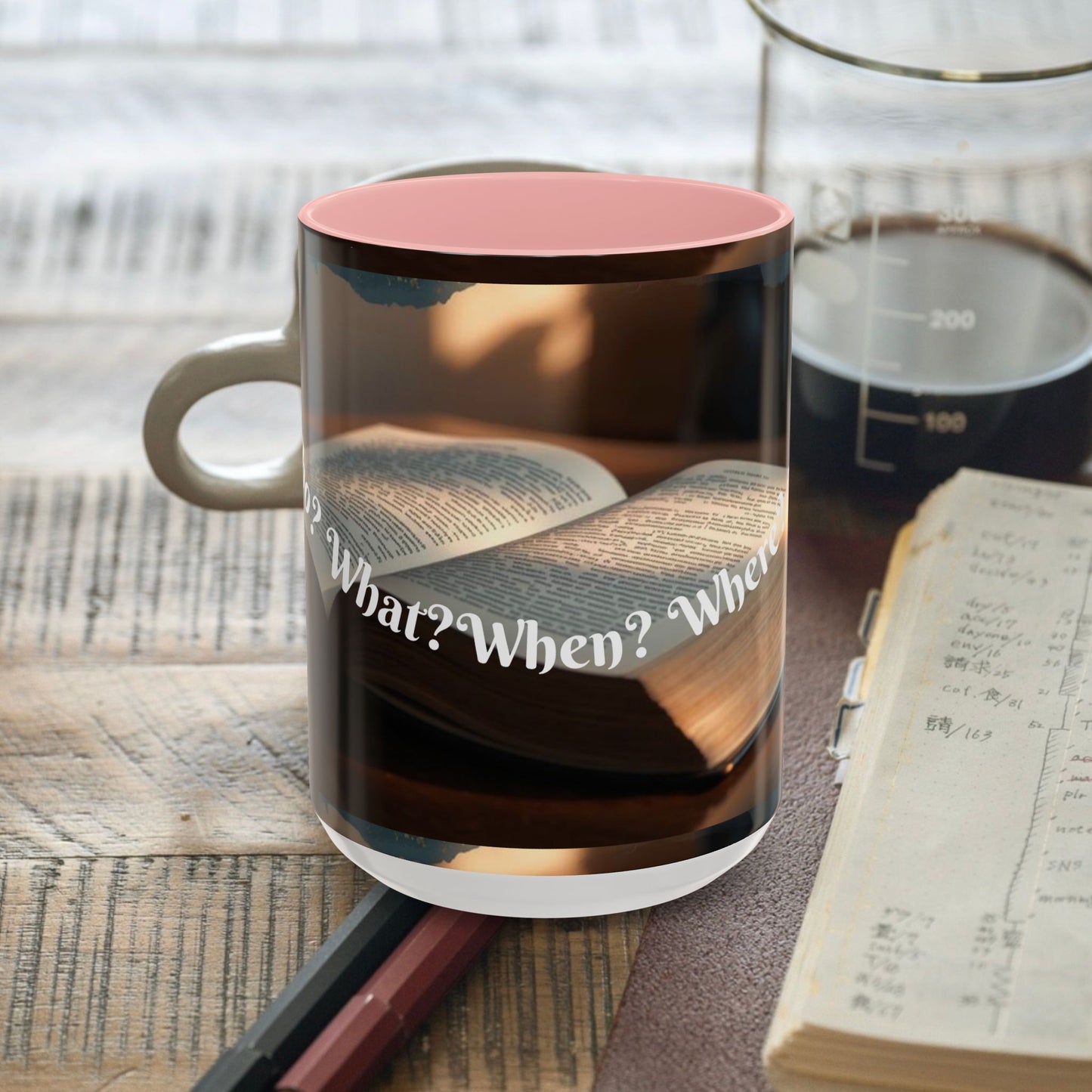 Who? What? When? Where? Why? Color Lining  Mug (11, 15oz)