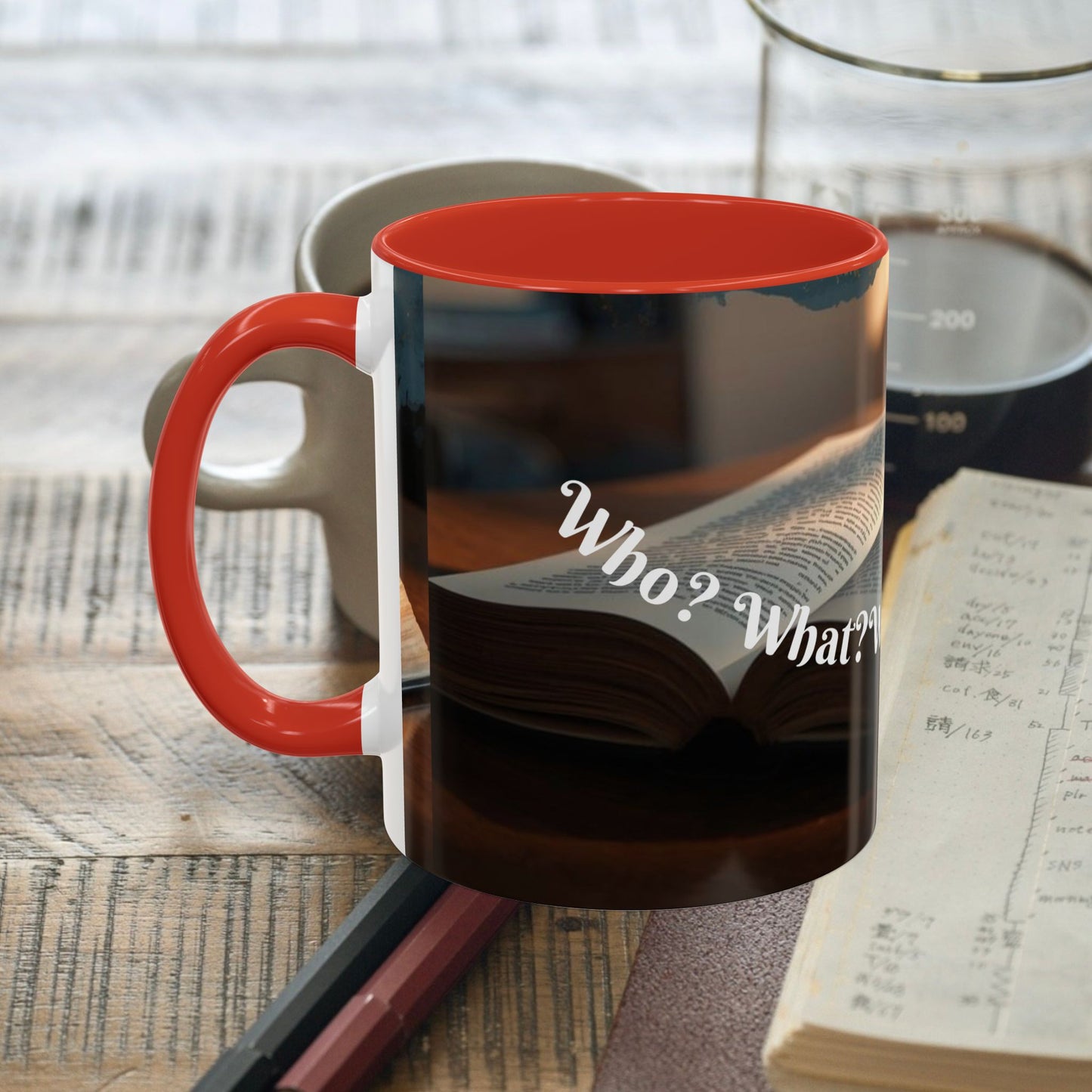 Who? What? When? Where? Why? Color Lining  Mug (11, 15oz)