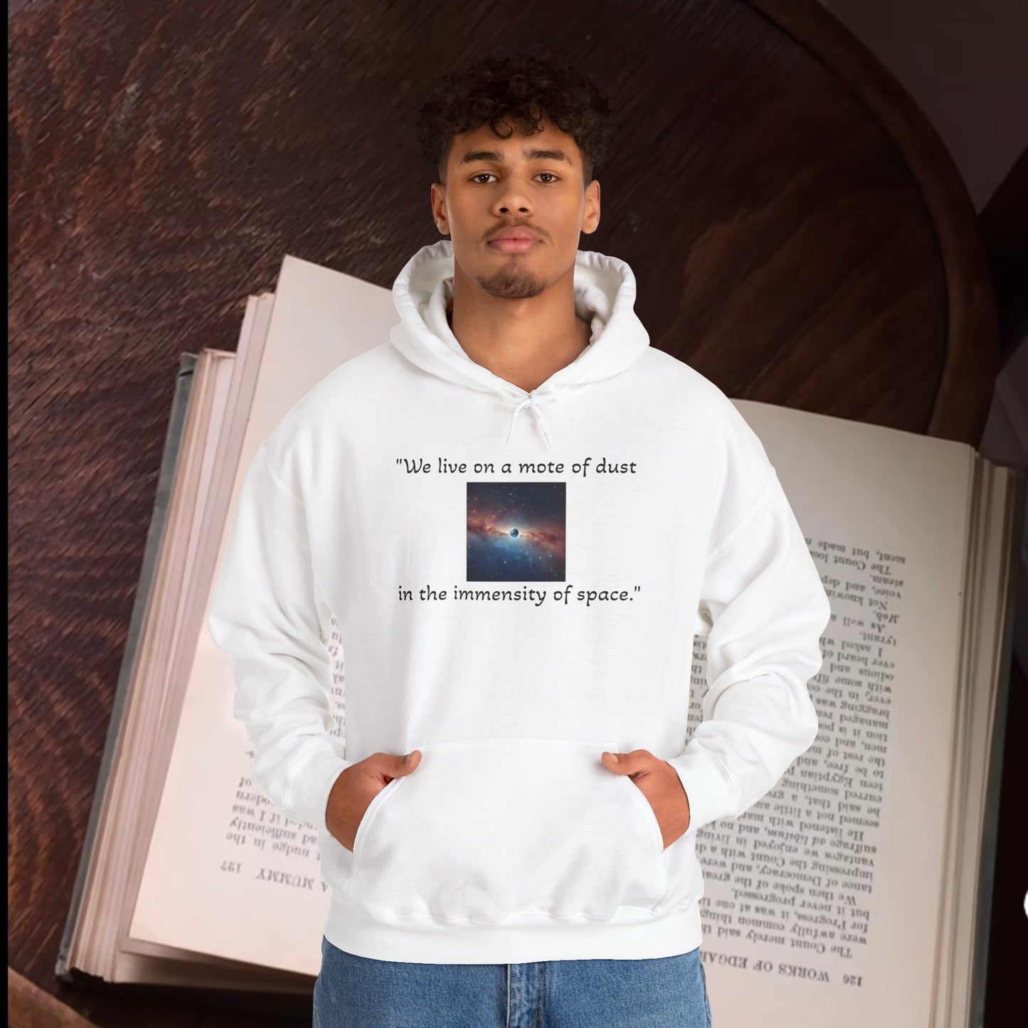 Carl Sagan,"a mote of dust.." Unisex Heavy Blend™ Hooded Sweatshirt